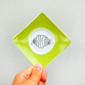 Wandteller Franzbrötchen vintage Herr Fuchs Teller Grün Kiwi 12cm Hamburg Wohnen eckig