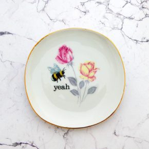 Wandteller Herr Fuchs yeah Typo Wohnen Hummel mini 11cm vintage Blume rosa Gold