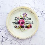 Wandteller Typo Do wat du wullt vintage Herr Fuchs Teller Gold 19cm Blume plattdeutsch