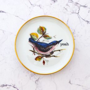 Wandteller Herr Fuchs yeah Typo Wohnen Vogel mini  Kleiber 10cm vintage Bird