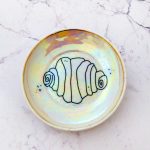 Wandteller Herr Fuchs Franzbrötchen perlmutt irisierend mini  8cm vintage #perfekt