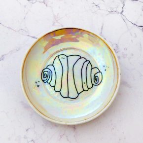 Wandteller Herr Fuchs Franzbrötchen perlmutt irisierend mini  8cm vintage #perfekt