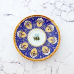 Wandteller Herr Fuchs Wohnen Hummel mini 10cm vintage Blau Gold Muster
