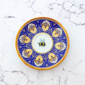 Wandteller Herr Fuchs Wohnen Hummel mini 10cm vintage Blau Gold Muster