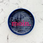 Wandteller Typo moin. vintage Herr Fuchs mini neonpink blau 10cm HH Hamburg Nicolaikirche