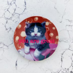 Wandteller Typo you are great neon Herr Fuchs Katze 12cm Wohnen vintage rot lila