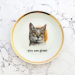 Wandteller Typo you are great Goldrand Herr Fuchs  Katze 19cm vintage Cat