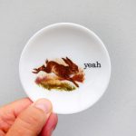 Wandteller Herr Fuchs Hasen 8cm Typo yeah vintage Wohnen weiß mini