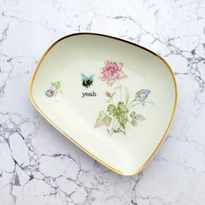 Wandteller Herr Fuchs yeah Typo Wohnen Hummel 19cm vintage gold Blume Bunt oval