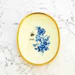 Wandplatte Herr Fuchs yeah Typo Wohnen Gold Hummel 20cm vintage Blume Blau Platte
