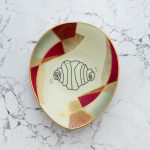 Wandteller Franzbrötchen vintage Herr Fuchs Teller Gold Rot Burgund 19cm Hamburg Wohnen oval