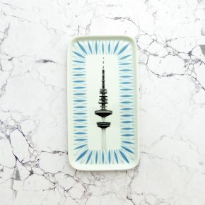 Wandteller Platte Herr Fuchs Hamburger Fernsehturm Blau Wohnen 20cm vintage Muster