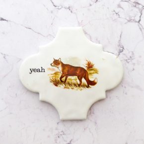 Wandteller Herr Fuchs yeah Typo Fuchs / Fox mini 10cm vintage Kachel