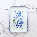 Wandplatte Herr Fuchs yeah Typo Wohnen Hummel 19cm vintage Blume Blau weiß