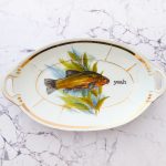 Wandplatte Herr Fuchs Typo yeah 24cm Fisch Gold Wohnen Meer vintage Fische