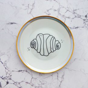 Wandteller Franzbrötchen vintage Herr Fuchs Teller Blau / Türkis/ Gold 15cm Hamburg Wohnen