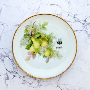 Wandteller Herr Fuchs yeah Typo Wohnen Hummel 19cm vintage gold Birne Blume Bunt