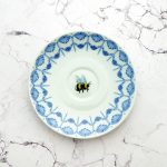 Wandteller Herr Fuchs Wohnen Hummel mini 12cm vintage Blau weiß Muster Muschel