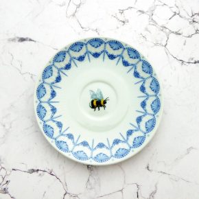 Wandteller Herr Fuchs Wohnen Hummel mini 12cm vintage Blau weiß Muster Muschel