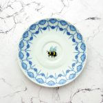 Wandteller Herr Fuchs Wohnen Hummel mini 12cm vintage Blau weiß Muster Muschel