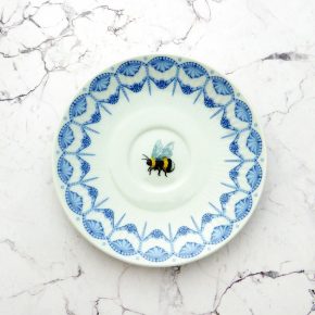 Wandteller Herr Fuchs Wohnen Hummel mini 12cm vintage Blau weiß Muster Muschel