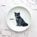 Wandteller Typo yeah Herr Fuchs  Katze 13cm Wohnen vintage mini Cat weiß