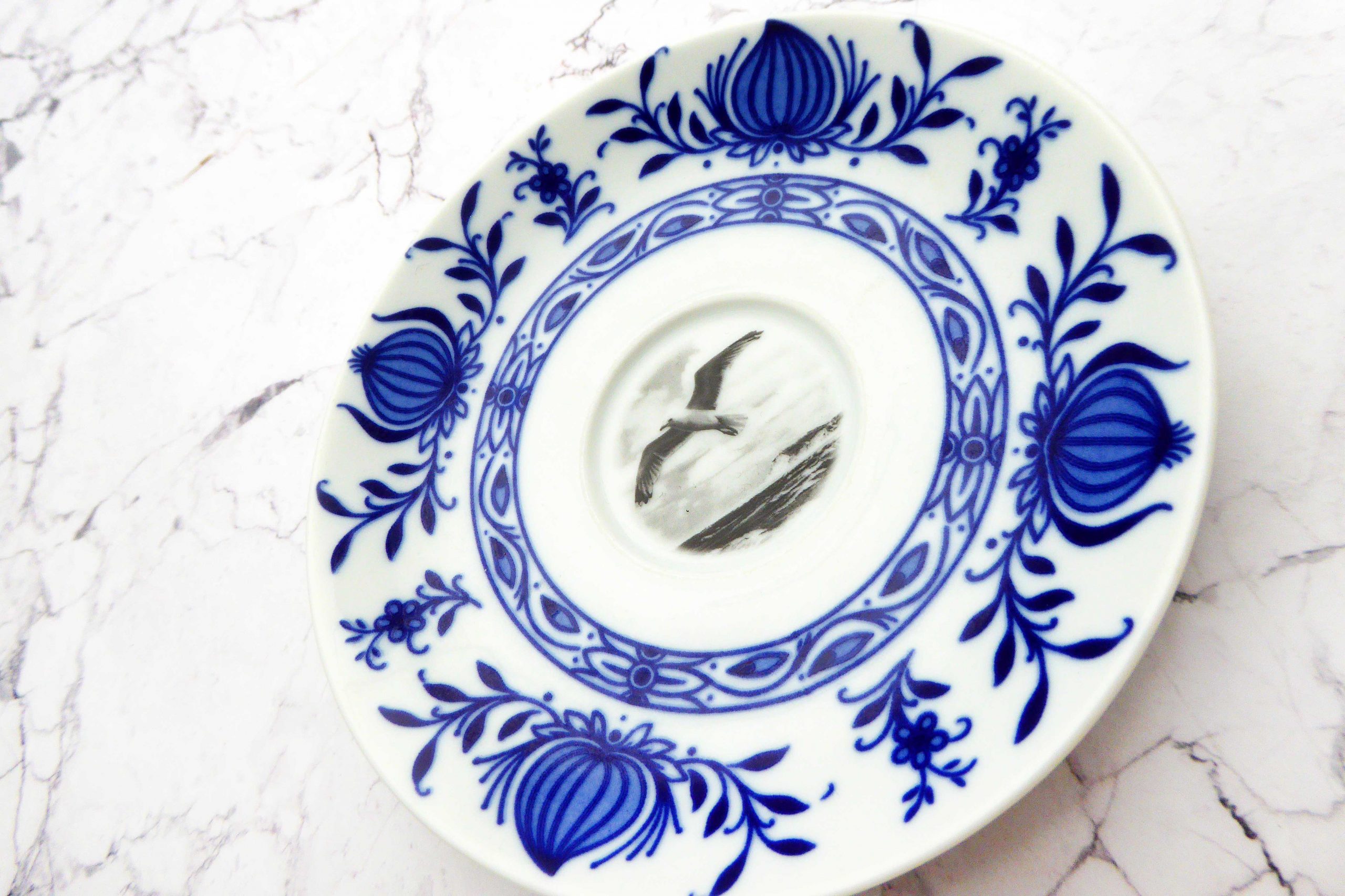Wandteller Möwe vintage Herr Fuchs Zwiebelmuster weiß/blau 15cm medi – Bild 2