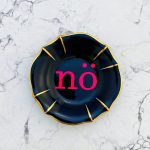 Wandteller Herr Fuchs Typo neonpink nö mini gold 10cm nein vintage blau