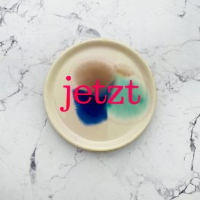 Wandteller Typo jetzt vintage Herr Fuchs neonpink Blume 9cm Wohnen türkis Bunt