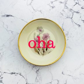 Wandteller Typo oha vintage Herr Fuchs mini neonpink gold 10cm Blume rosa neon