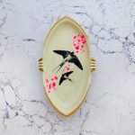 Wandteller Platte Herr Fuchs Schwalbe gold pink 20cm neonpink Kleckse vintage eckig