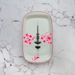 Wandteller Platte Herr Fuchs Hamburger Fernsehturm Neon Kleckse Punkte 18cm Pink Lila