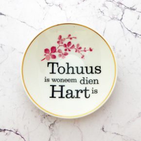 Wandteller Tohuus Typo Herr Fuchs mini 10cm gold rosa Blumen Kirschblüte plattdeutsch