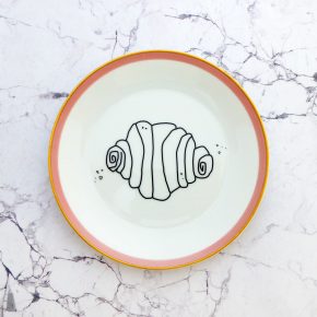 Wandteller Franzbrötchen vintage Herr Fuchs Teller Rosa / Gold 17cm Hamburg Wohnen