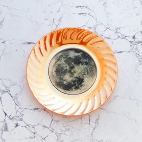 Wandteller Teller Herr Fuchs Mond vintage 17cm Galaxy Wohnen orange schillernd Riffel