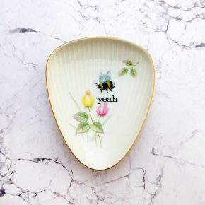 Wandteller Herr Fuchs yeah Typo Wohnen Hummel mini 12cm Gold vintage Blume oval