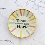 Wandteller Tohuus Typo Herr Fuchs mini 11cm gold rosa Muster plattdeutsch Punkte pastell