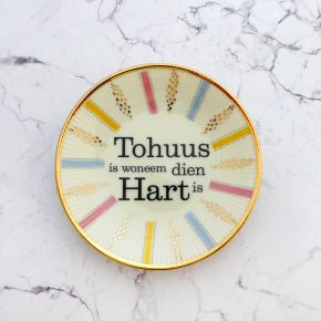Wandteller Tohuus Typo Herr Fuchs mini 11cm gold rosa Muster plattdeutsch Punkte pastell