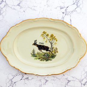 Wandplatte Herr Fuchs Typo yeah 35cm Reh gold Wohnen Wald vintage Wandteller Platte