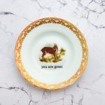 Wandteller Typo you are great Herr Fuchs  Reh Wald 12cm mini vintage gold Muster