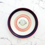 Wandteller Franzbrötchen vintage Herr Fuchs Teller Blau rot Hamburg Wohnen 10cm Ringe