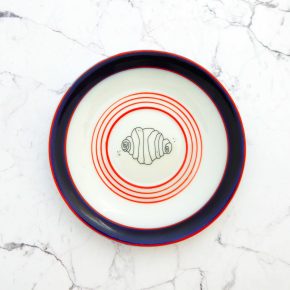 Wandteller Franzbrötchen vintage Herr Fuchs Teller Blau rot Hamburg Wohnen 10cm Ringe