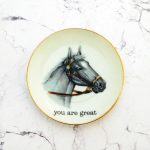 Wandteller Herr Fuchs you are great Typo Pferde mini 11cm Wohnen vintage gold Pferd