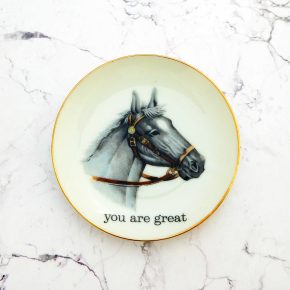 Wandteller Herr Fuchs you are great Typo Pferde mini 11cm Wohnen vintage gold Pferd