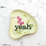 Wandteller Herr Fuchs Typo yeah Gold mini Blume 10cm oval/eckig rosa grün nierenform