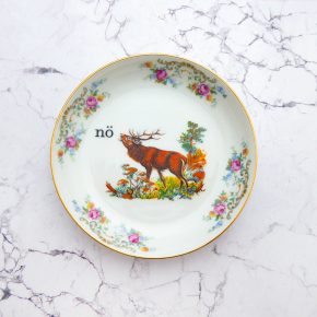 Wandteller Herr Fuchs nö Typo Wohnen Hirsch mini  14cm vintage nein Bunt Gold