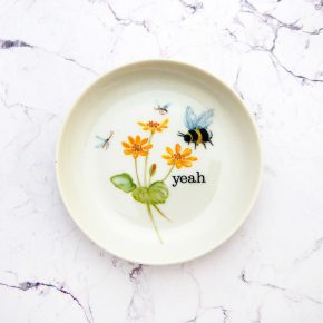 Wandteller Herr Fuchs yeah Typo Wohnen gelb Hummel mini 10cm vintage Blume