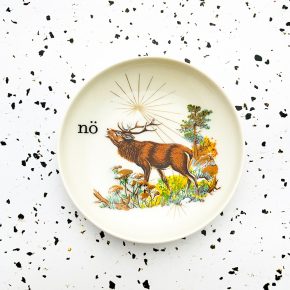 Wandteller Herr Fuchs nö Typo Wohnen Hirsch mini  10cm vintage nein Bunt Gold Streifen