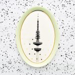 Wandteller Platte Herr Fuchs Hamburger Fernsehturm Gold Wohnen 25cm vintage Punkte Mint
