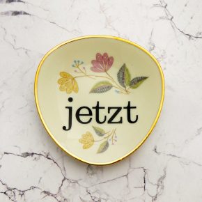 Wandteller Typo jetzt Herr Fuchs mini 11cm wohnen Blume vintage eckig gold bunt